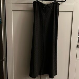 Old navy long skirt, gray with pink chevron style light pinstripe.